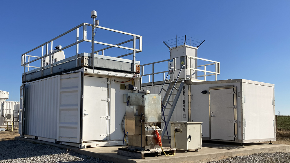 A set of lidars and instrument containers at ARM's Southern Great Plains atmospheric observatory