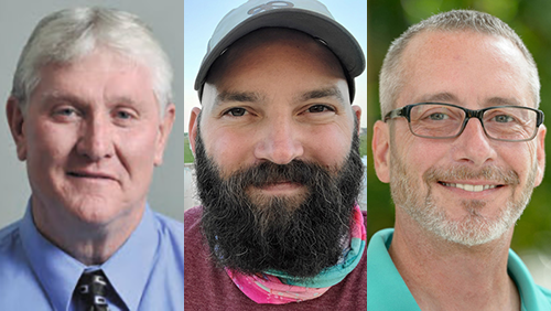 Portraits of (from left to right) Fred Helsel, Mark Spychala, and Michael Ritsche
