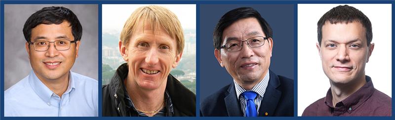 Among the members of the atmospheric research community recognized at AMS 2026 were (from left to right): Shaocheng Xie of Lawrence Livermore National Laboratory, Peter May of Australia’s Monash University, Zhanqing Li of the University of Maryland, and Jim Marquis of Pacific Northwest National Laboratory.