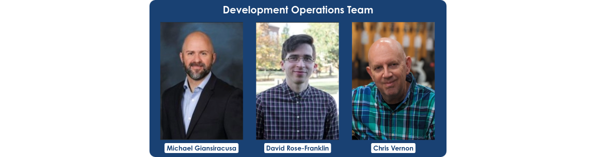 Composite headshot image for ARM's Development Operations team, featuring photos of Michael Giansiracusa, David Rose-Franklin, and Chris Vernon