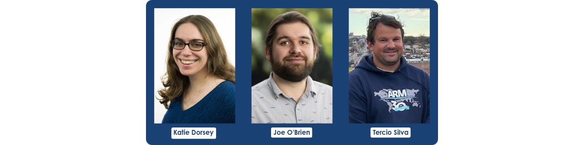 Composite headshot image featuring headshots of Katie Dorsey, Joe O'Brien, and Tercio Silva