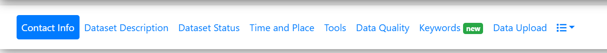 Horizontal list of tabs with Contact Info highlighted