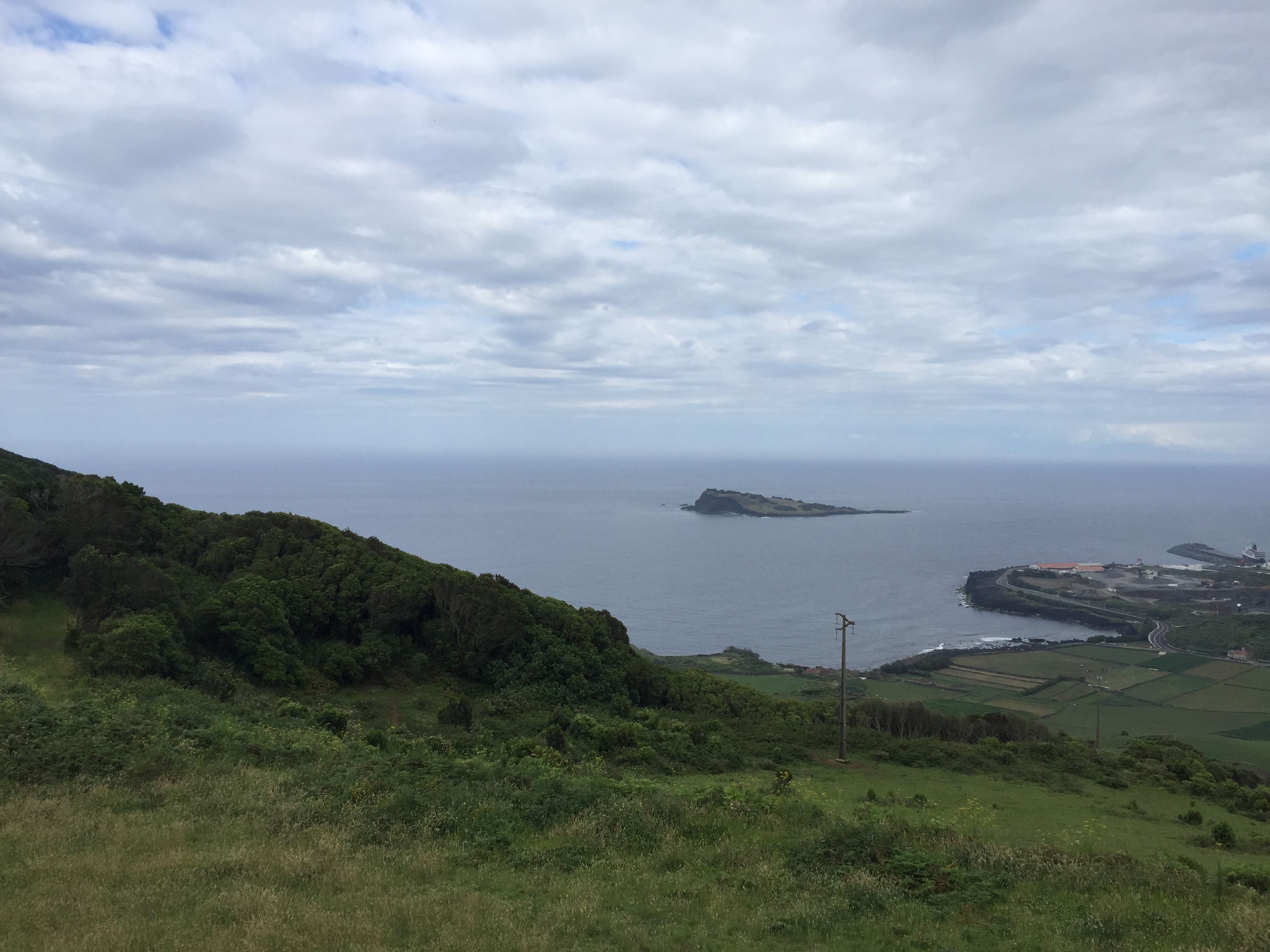 Low clouds off an island coast