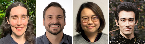 Portraits of (from left to right) Kelly Balmes, Fernando Morais, Ya-Chien Feng, and Ken Reichl