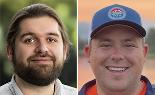 Portraits of Joe O'Brien on the left and Max Grover on the right
